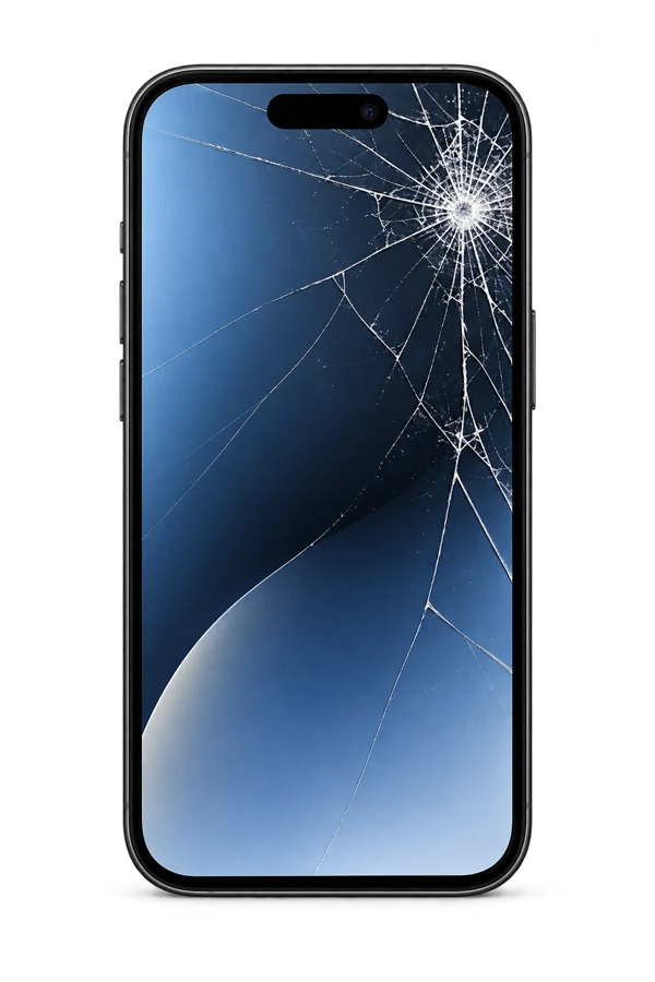 Illustrative phone with a cracked screen